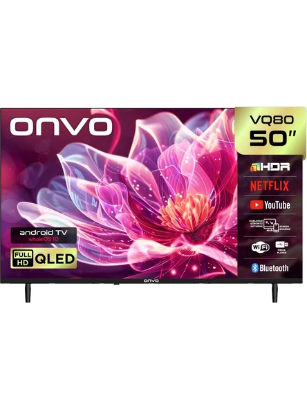 ONVO 50" QLED TV  Ultra HD Android Smart TV 127 Ekran Dahili Uydu Alıcılı WiFi Bluetooth ürün görseli 1