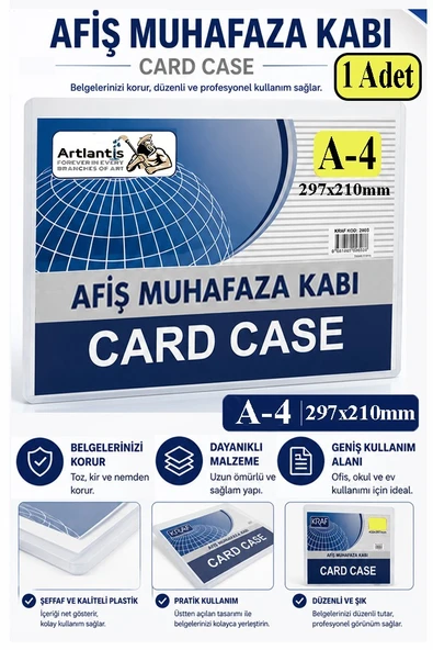 A4 Afiş Muhafaza Kabı 1 Adet 21x29.7 cm Belge Saklama Kabı Şeffaf Kaliteli Plastik Dosya Belge Saklama ürün görseli 1