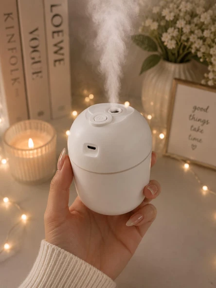 P08 HUMIDIFIER BEYAZ TAŞINABİLİR ARAÇ ODA HAVA NEMLENDİRİCİ ürün görseli 1