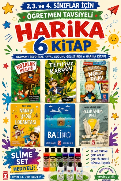 TİMAŞ 2,3. VE 4.SINIFLAR İÇİN ÖĞRETMEN TAVSİYELİ HARİKA 6 KİTAP -4 (SLİME SET HEDİYELİ) ürün görseli 1