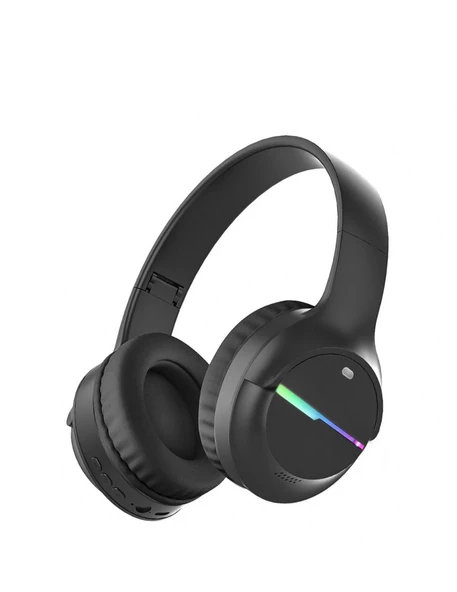 J-700 KABLOSUZ KULAK ÜSTÜ LED IŞIKLI SİYAH BLUETOOTH KULAKLIK ürün görseli 1