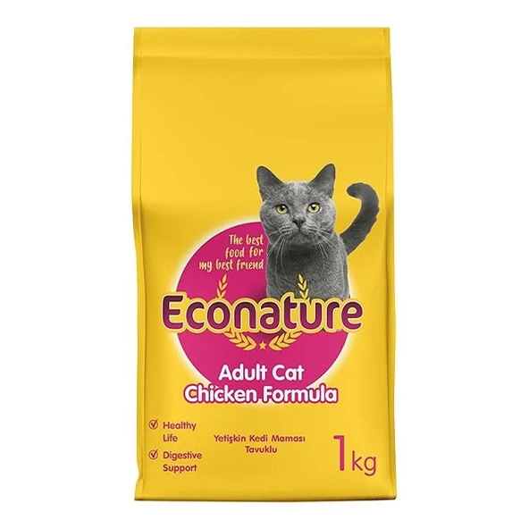 Econature Yetişkin Kedi Tavuklu 1 KG Sarı Ambalaj ürün görseli 1