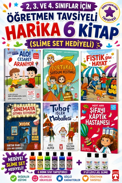 TİMAŞ 2,3. VE 4.SINIFLAR İÇİN ÖĞRETMEN TAVSİYELİ HARİKA 6 KİTAP -2 (SLİME SET HEDİYELİ) ürün görseli 1