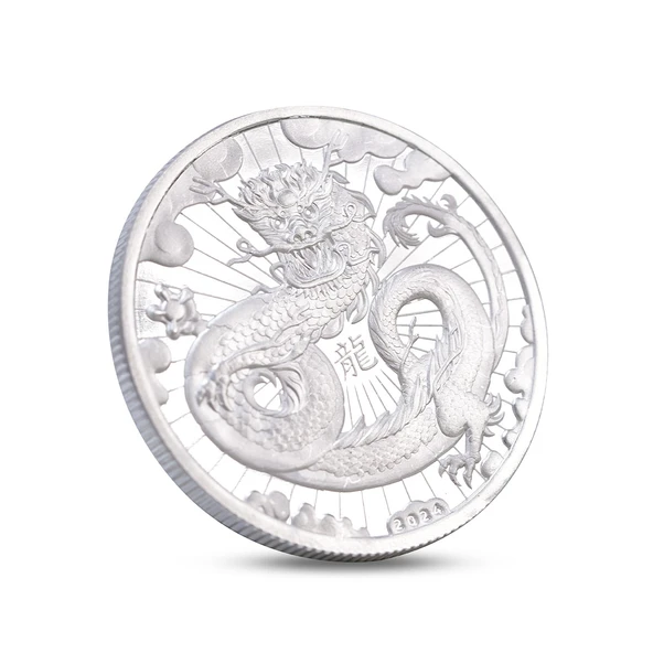 AgaKulche Ejderha Gümüş Sikke Coin - Resim 3