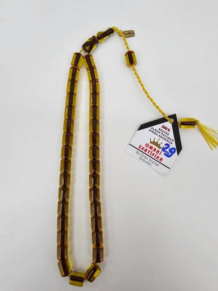 Omari İmzalı Sertifikalı Alman Faturan Sıkma Kehribar Tesbih 9x12 mm Teker Kesim ürün görseli 1