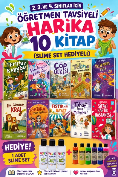 TİMAŞ 2,3. VE 4.SINIFLAR İÇİN ÖĞRETMEN TAVSİYELİ HARİKA 10 KİTAP (SLİME SET HEDİYELİ) ürün görseli 1