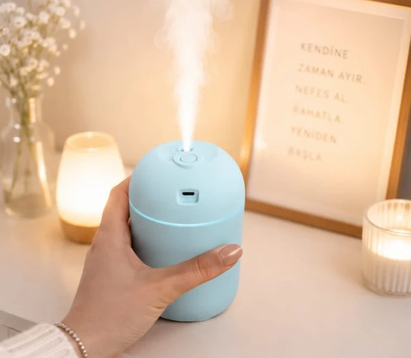 P08 HUMIDIFIER TURKUAZ TAŞINABİLİR ARAÇ ODA HAVA NEMLENDİRİCİ ürün görseli 1