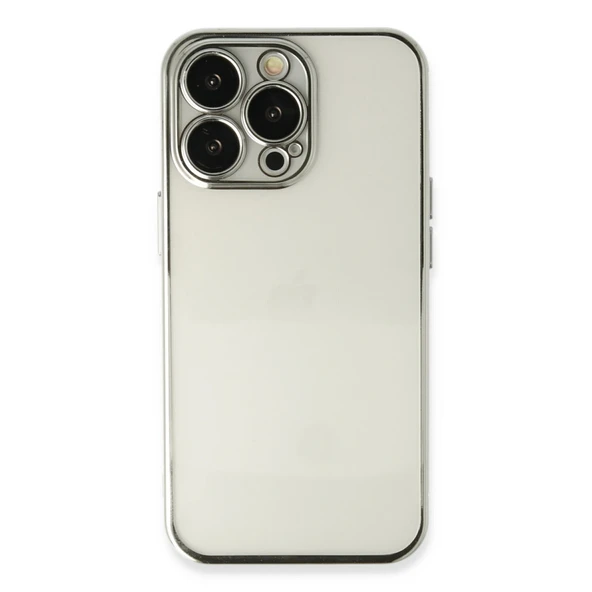 İphone 14 Pro Max Kılıf Lensli Silikon - Gümüş ürün görseli 1