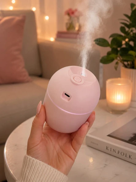 P08 HUMIDIFIER PEMBE TAŞINABİLİR ARAÇ ODA HAVA NEMLENDİRİCİ ürün görseli 1