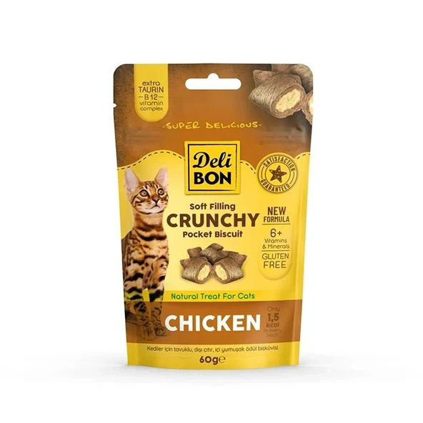 Delibon Crunchy İçi Dolgulu Tavuklu Kedi Ödül Bisküvisi 60gr ürün görseli 1