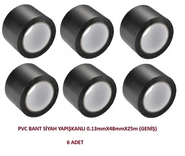 PVC BANT SİYAH YAPIŞKANLI GENİŞ (0,13mmX48mmX25m) 6ADET ürün görseli 1