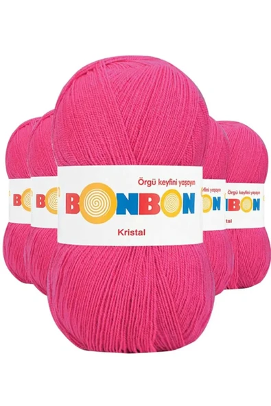 5 Adet Kristal El Örgü Lif İpi Koyu Pembe 98403 - bonbon mudanis ürün görseli 1
