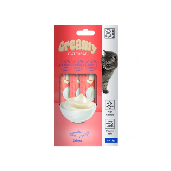 M-Pets Creamy Somon Balıklı Kedi Ödülü 4x15g ürün görseli 1