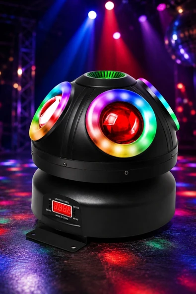 Hepu FB-4130 Mantar Sahne Işığı 60W DMX512 RGBW LED & 100MW Yeşil Lazerli Robot Işık Sistemi ürün görseli 1