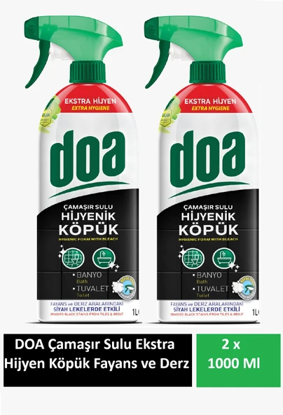 Doa Çamaşır Sulu Hijyenik Köpük Fayans ve Derz Temizleyici Ekstra Hijyen 1 Lt x 2 Adet ürün görseli 1