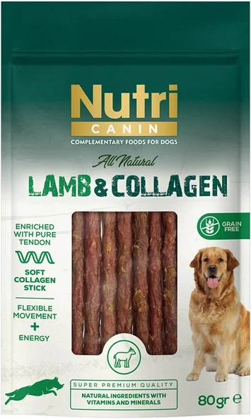 Nutri Canin Kuzu Eti Sargılı Kolajen Çubuk Tahılsız Köpek Et Ödülü 80 Gr ürün görseli 1