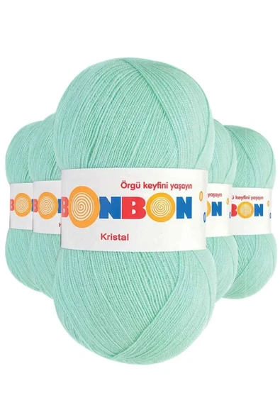5 Adet Kristal El Örgü Lif İpi Su Yeşili 98329 - bonbon mudanis ürün görseli 1
