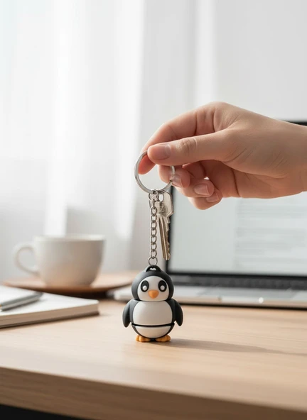 Penguen Figürlü Hareketli Anahtarlık - Resim 2