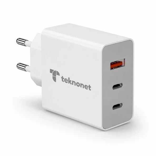 Teknonet TN-HCH15 50W 3 Portlu Hızlı Şarj Adaptörü ürün görseli 1