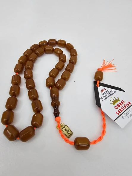 Omari İmzalı Sertifikalı Alman Faturan Sıkma Kehribar Tesbih 13x9 mm Kapsül Kesim ürün görseli 1