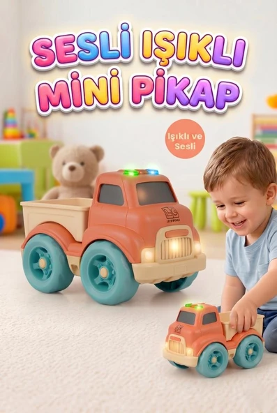 İlk Kamyonum Sesli ve Işıklı -  Renkli Butonlu Güvenli Motor Becerisi Geliştirici Oyuncak Kamyon ürün görseli 1