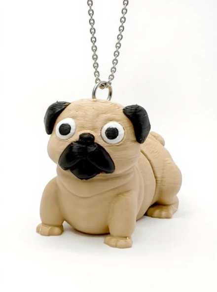 Sevimli Pug Köpek Figürlü Hareketli Anahtarlık ürün görseli 1