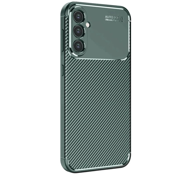 Samsung Galaxy S25 Kılıf Auto Focus Karbon Kapak - Koyu Yeşil ürün görseli 1