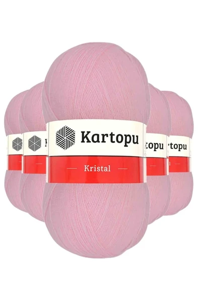 5 Adet Kristal Çift Katlı El Örgü Lif İpi Bebe Pembe K788 - kartopu mudanis ürün görseli 1