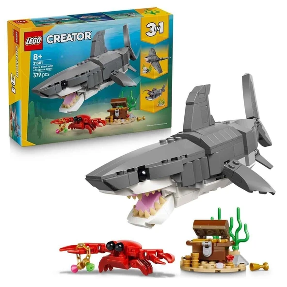 31381 Lego Creator 3in1 Acımasız Köpek Balığı ile Hazine Sandığı 379 parça +8yaş ürün görseli 1