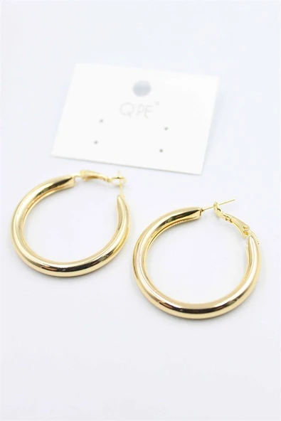 Metal Halka Küpe 3cm - Altın - Resim 2
