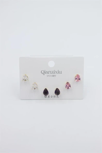 Çoklu Set Küpe - Altın - Resim 2