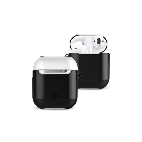 Apple Airpods 2 (2.nesil) 3in1 Kılıf - Siyah-beyaz ürün görseli 1