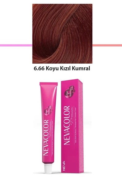 Premium 6.66 Koyu Kızıl Kumral - Kalıcı Krem Saç Boyası 50 g Tüp ürün görseli 1