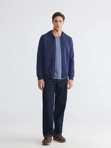 LCWAIKIKI Basic Lacivert Erkek Fermuarlı Sweatshirt - Resim 2