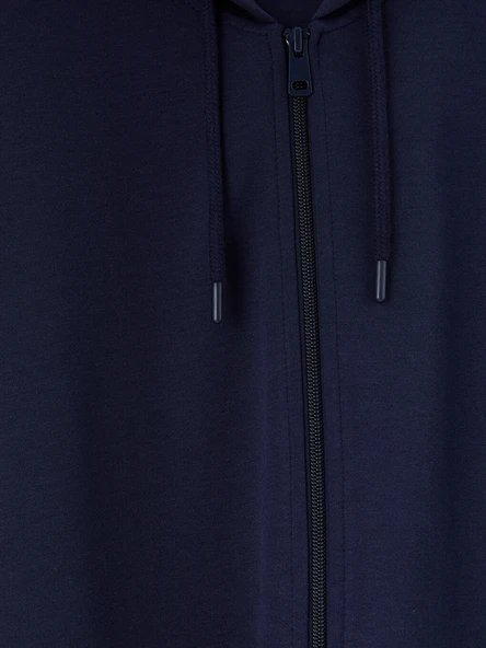 LCWAIKIKI Basic Lacivert Erkek Fermuarlı Sweatshirt - Resim 7