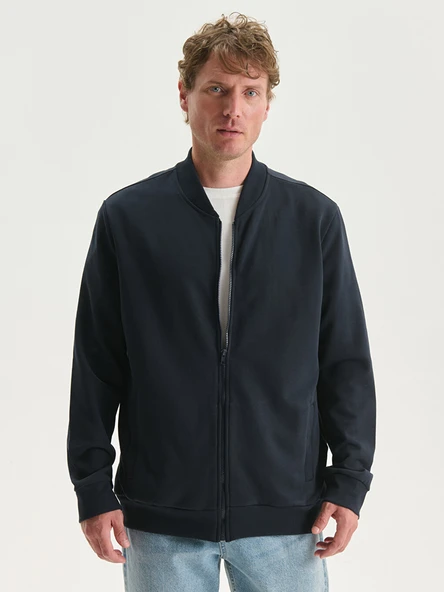 LCWAIKIKI Basic Lacivert Kolej Yaka Uzun Kollu Erkek Fermuarlı Sweatshirt ürün görseli 1
