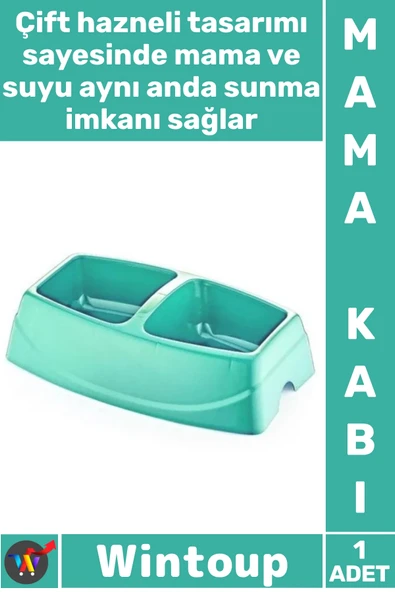 #MamaKabı Birinci Kalite Plastik Kedi Köpek Su Kabı Dayanıklı Ergonomik Şık İkili Küçük Mama Kabı ürün görseli 1