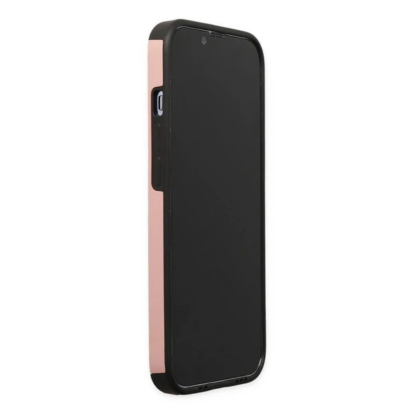 Apple İphone 13 Pro Kılıf Mega Standlı Silikon - Pudra - Resim 6