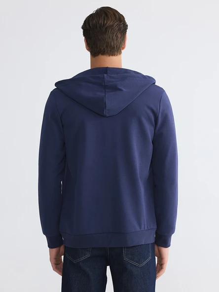 LCWAIKIKI Basic Lacivert Erkek Fermuarlı Sweatshirt - Resim 4