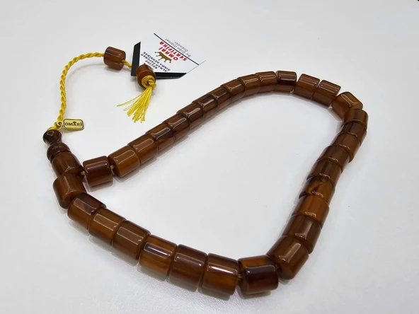 Omari İmzalı Sertifikalı Alman Faturan Sıkma Kehribar Tesbih 10,5x11,5 mm Teker Kesim ürün görseli 1