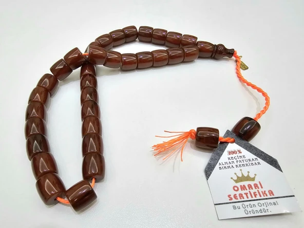 Omari İmzalı Sertifikalı Alman Faturan Sıkma Kehribar Tesbih 13x13 mm Teker Kesim ürün görseli 1