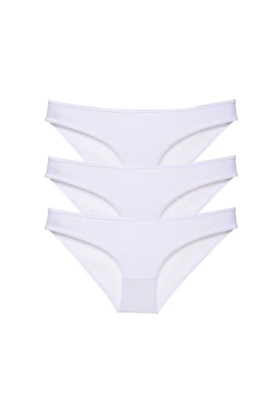 3 adet Süper Eko Set Likralı Kadın Slip Külot Beyaz ürün görseli 1