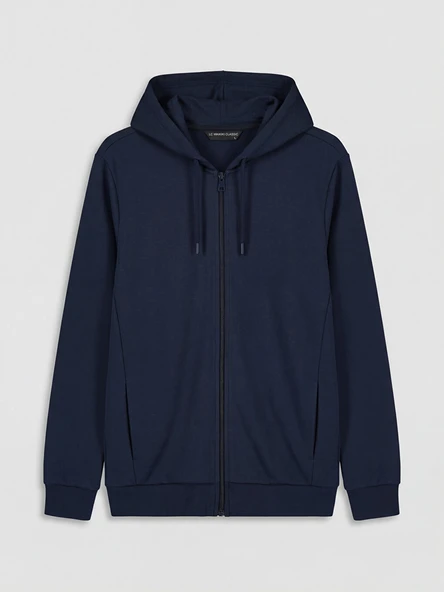 LCWAIKIKI Basic Lacivert Erkek Fermuarlı Sweatshirt - Resim 5