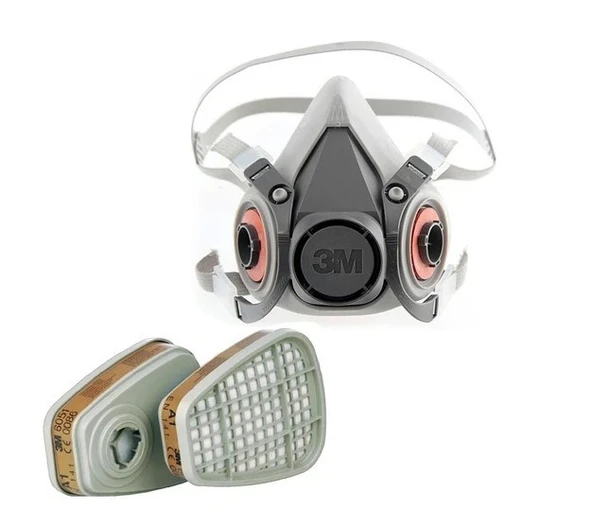 3M 6200 Yarım Yüz Maskesi ve 3M 6051 A1 Maske Filtresi ürün görseli 1