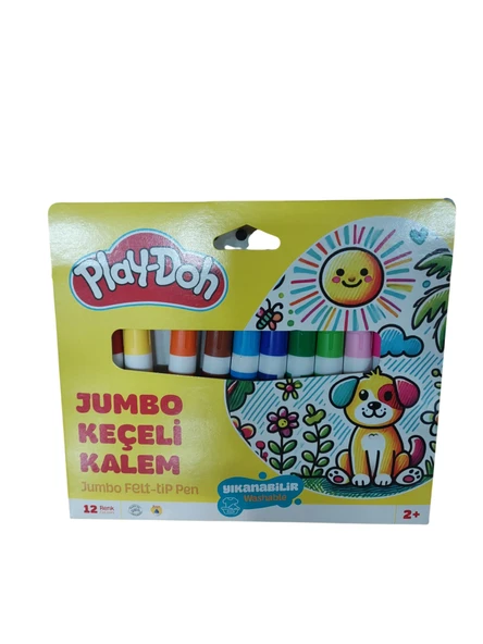 Play-Doh Keçeli Kalem 12 Renk Jumbo 7 Mm Play-Ke024 ürün görseli 1