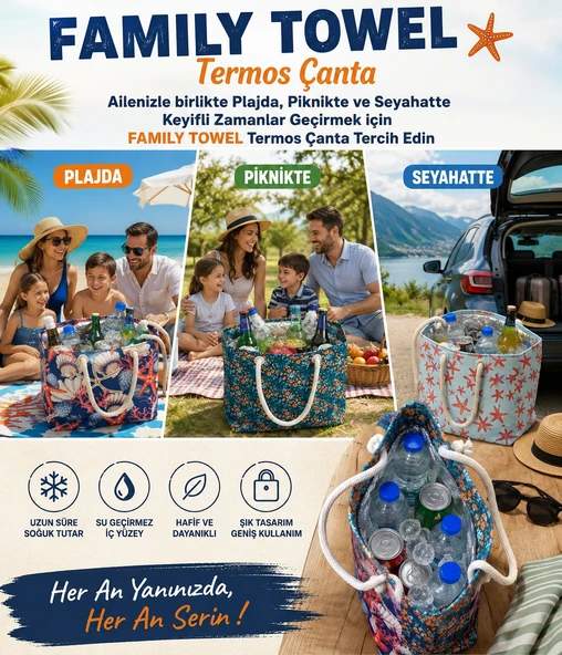 Büyük Hacimli Termos Çanta - Piknik, Plaj ve Seyahat İçin Uzun Süre Soğuk-Sıcak Koruma 45cm x 35 cm , 40 Litre, Su Geçirmez Oxford Kumaş MODEL: DOĞA PAPATYA BAHÇESİ ürün görseli 1
