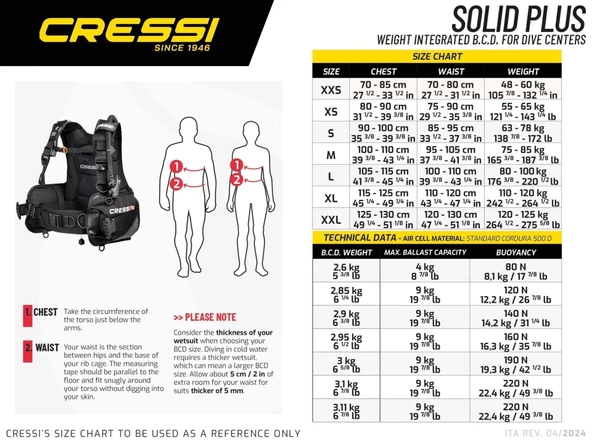 Cressi Solid Plus BCD Yeleği XL Beden - Resim 3