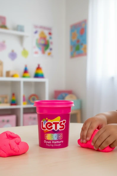 Lets Oyun Hamuru Tek Renk Neon Pembe 110 Gram L01008 ürün görseli 1