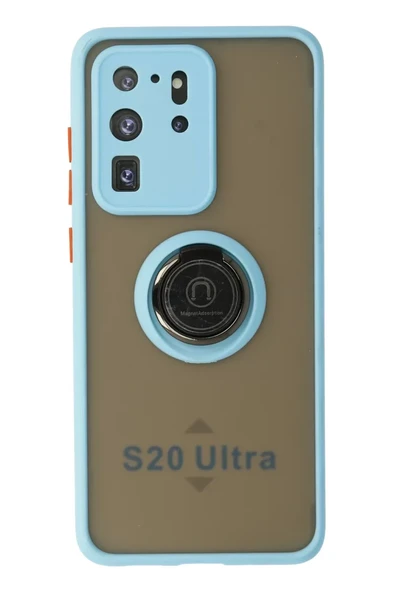 Newface Samsung Galaxy S20 Ultra Kılıf Montreal Yüzüklü Silikon Kapak - Buz Mavi ürün görseli 1