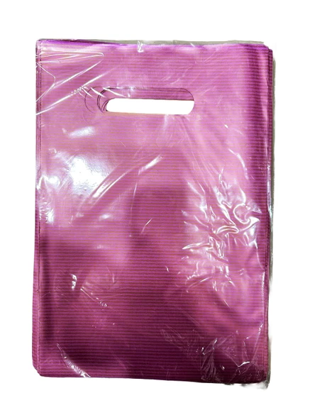 Omeyva Pembe Çizgili Desenli Metalize Hediye Paketi El Geçmeli Poşet - 13x20 Cm. - 50 Adet ürün görseli 1